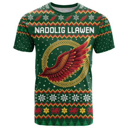 Personalized Montgomeryshire Wales Christmas T-Shirt Celtic Red Wing Cymru Heritage Graphic Tee