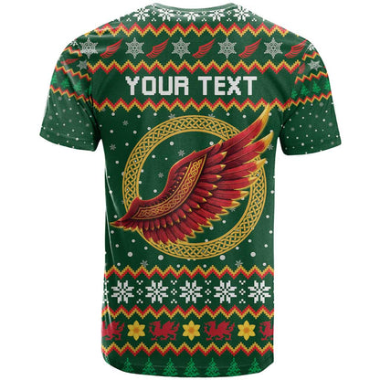 Personalized Montgomeryshire Wales Christmas T-Shirt Celtic Red Wing Cymru Heritage Graphic Tee