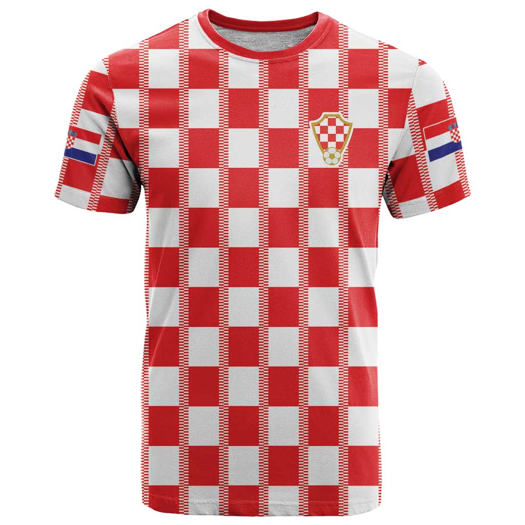 Custom World Football 2026 Croatia T-Shirt Vatreni Checkerboard Style Graphic Tee