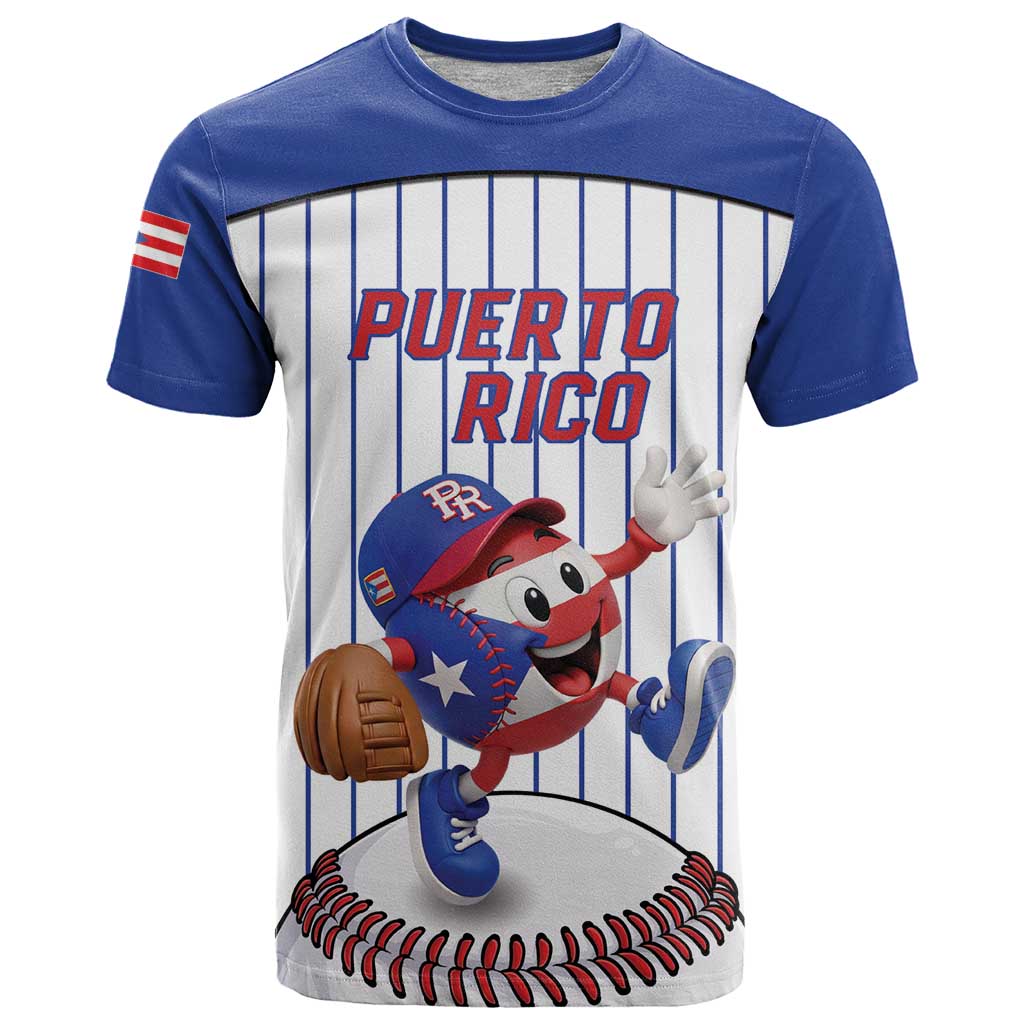Puerto Rico Baseball Custom T-Shirt Puerto Rican Flag Mascot Design Graphic Tee