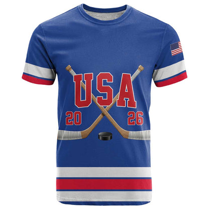 Custom USA Ice Hockey T-Shirt Champions 2026 Graphic Tee