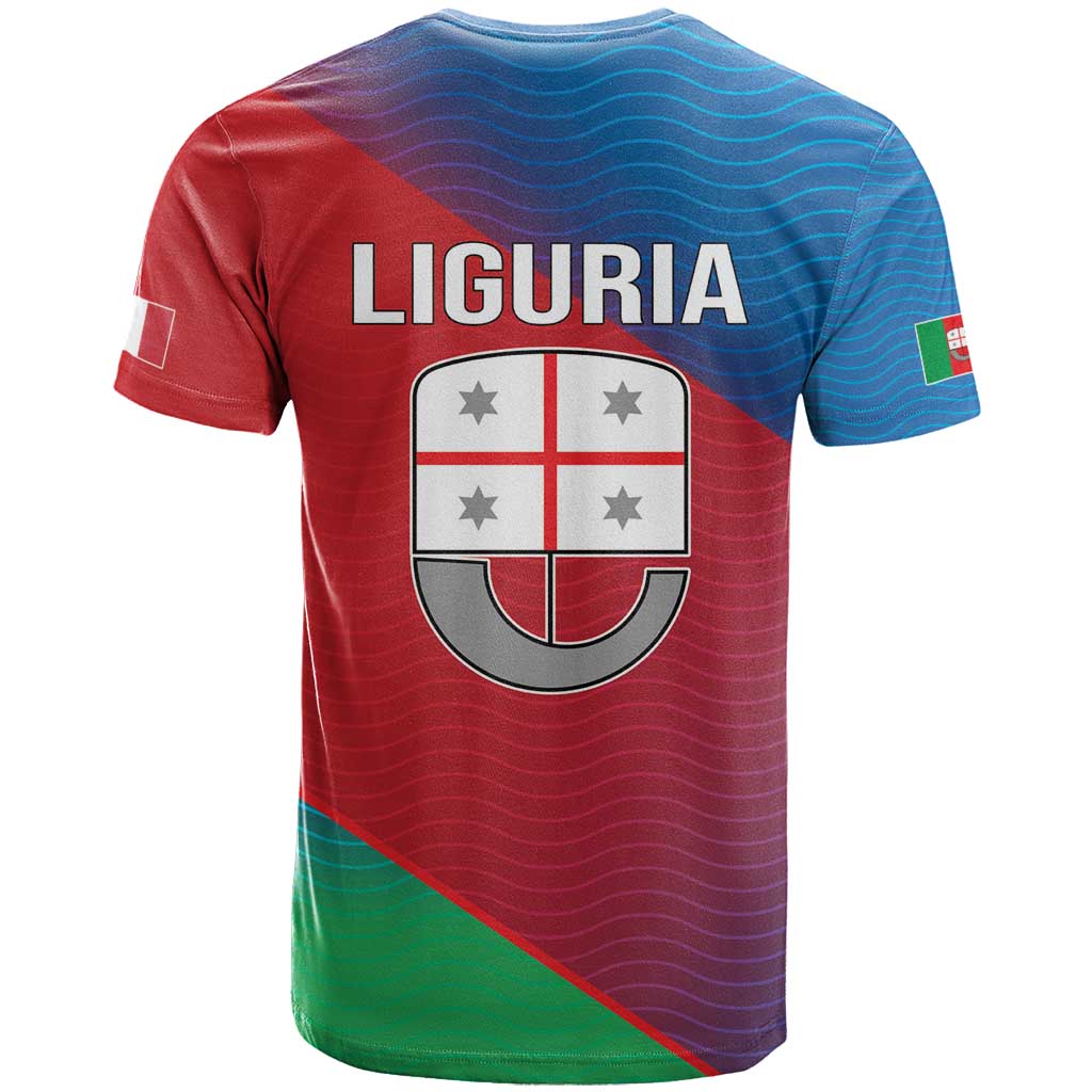 Italy Liguria T-Shirt Emblem With Flag Style Graphic Tee