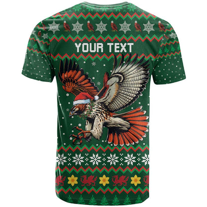 Personalized Radnorshire Wales Christmas T-Shirt Red-Tailed Hawk Design Graphic Tee