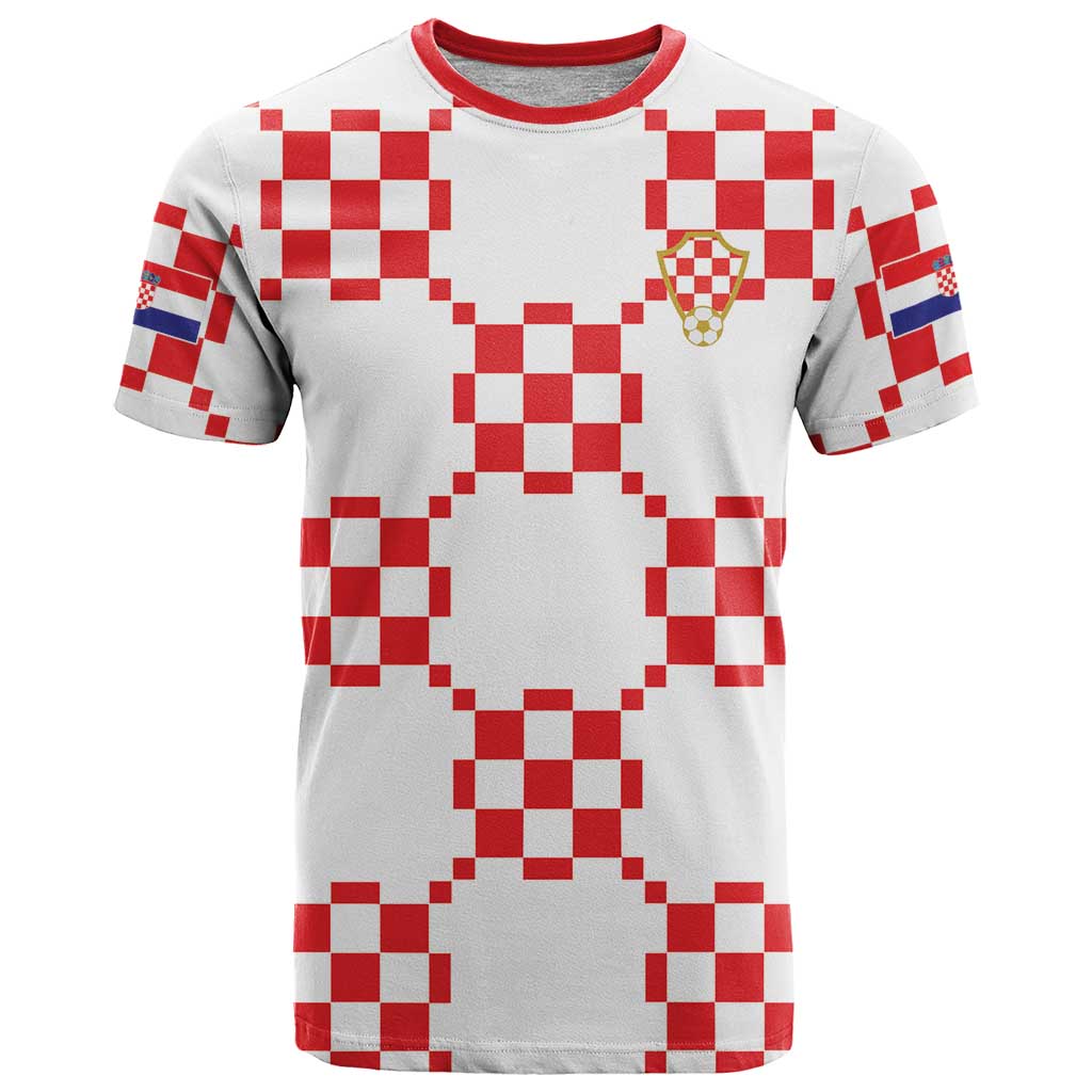 Custom World Football 2026 Croatia T-Shirt Hrvatska Checkerboard Style Graphic Tee
