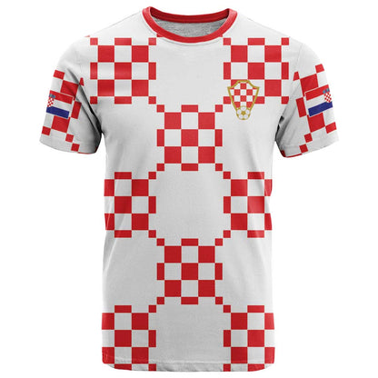 Custom World Football 2026 Croatia T-Shirt Hrvatska Checkerboard Style Graphic Tee