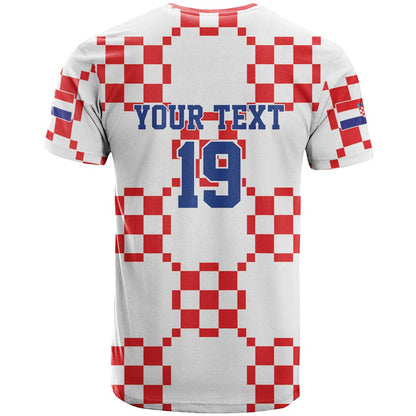 Custom World Football 2026 Croatia T-Shirt Hrvatska Checkerboard Style Graphic Tee