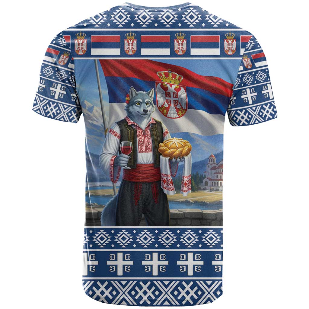 Serbia Christmas Wolf T-Shirt Vuk Serbian Mascot Graphic Tee