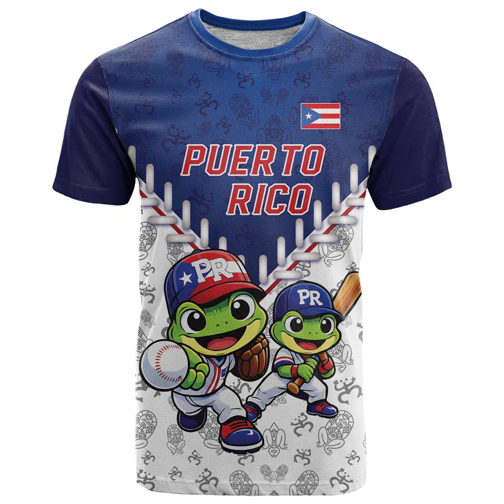 Custom Puerto Rico Baseball T-Shirt Boricua Coquí Mascot Graphic Tee