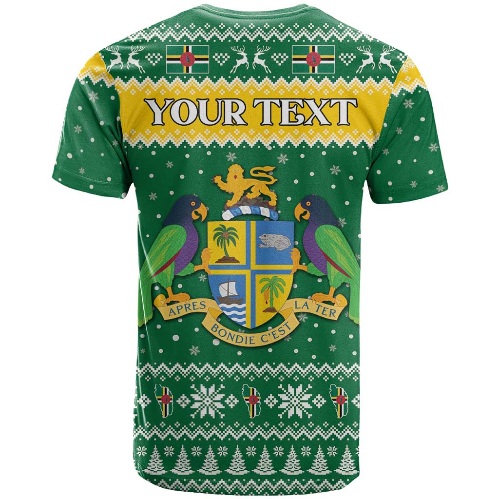 Personalized Dominica Christmas T-Shirt Coat of Arms Style Graphic Tee