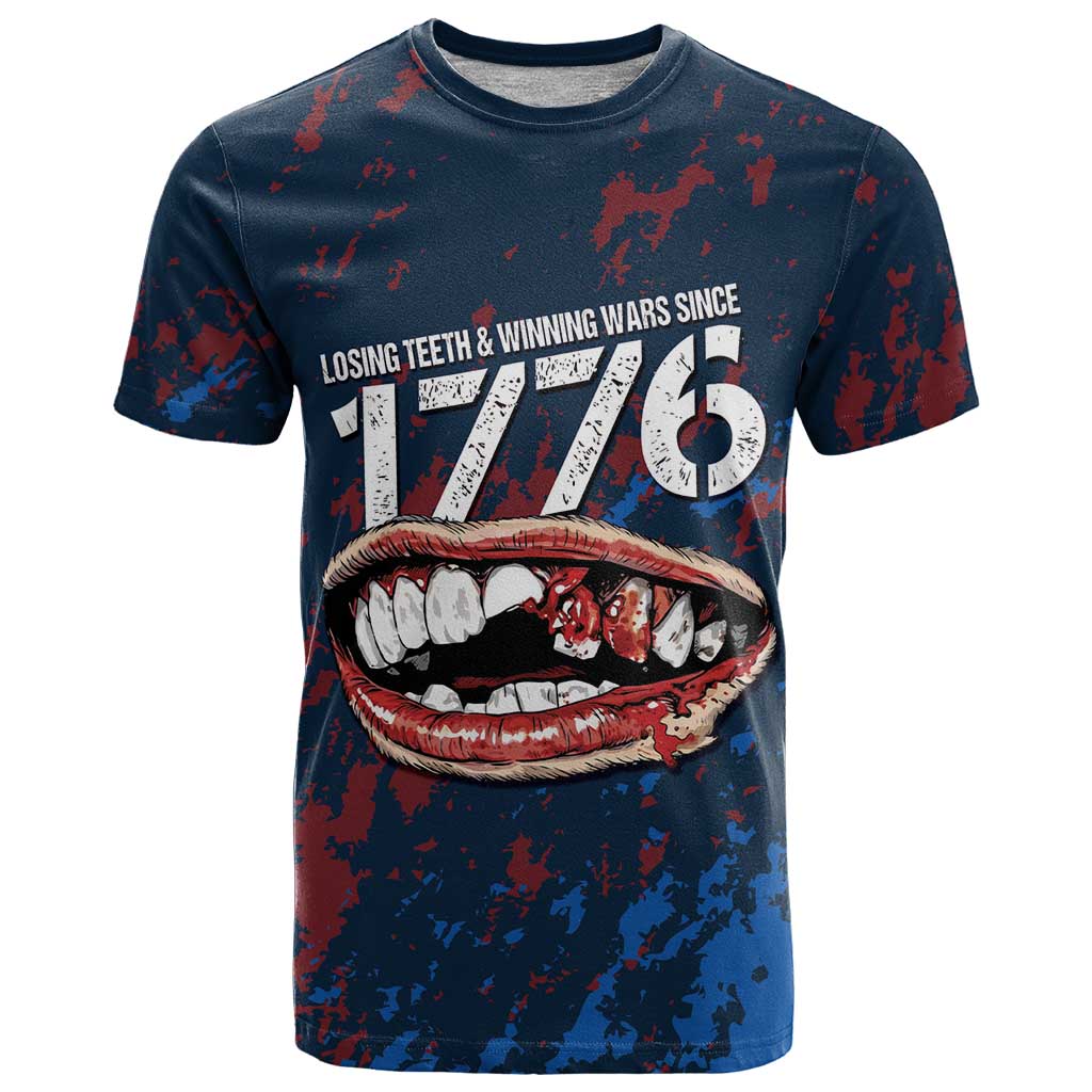 USA Ice Hockey T-Shirt Losing Teeth Winning Wars Since 1776 Graphic Tee
