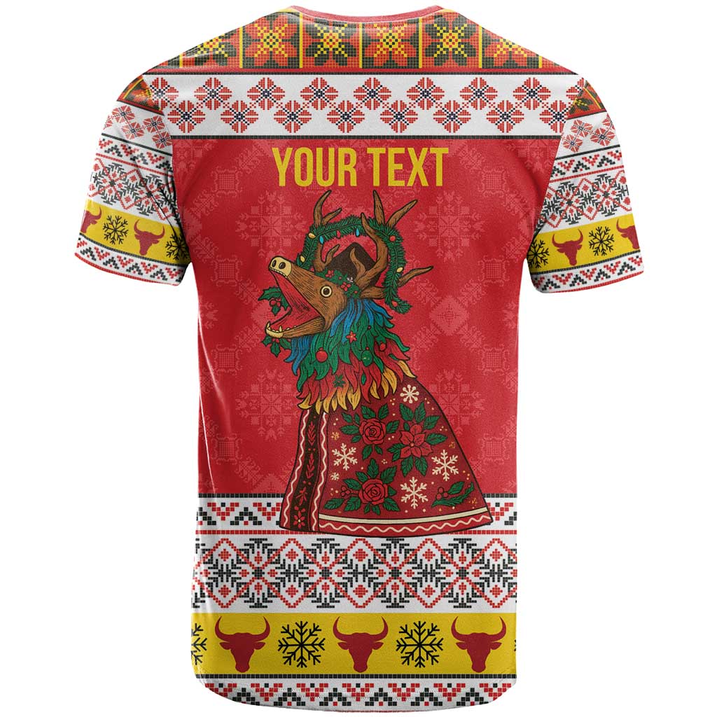 Personalized Romania Christmas T-Shirt Romanian Carpet The Goat Dance Graphic Tee