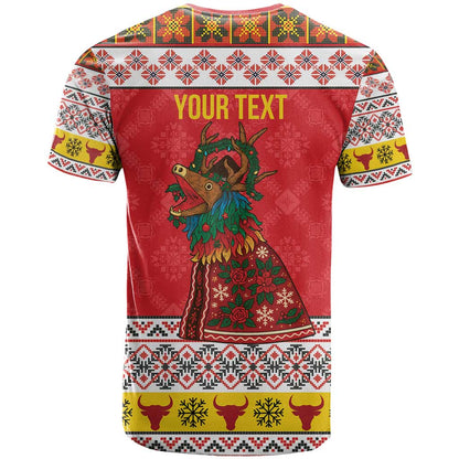 Personalized Romania Christmas T-Shirt Romanian Carpet The Goat Dance Graphic Tee