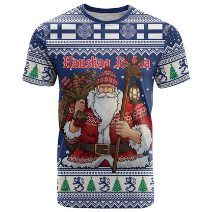 Funny Finland Christmas T-Shirt Hauskaa Joulua Joulupukki Graphic Tee