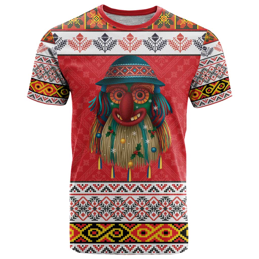 Personalized Romania Christmas T-Shirt Romanian Folk Mask Graphic Tee
