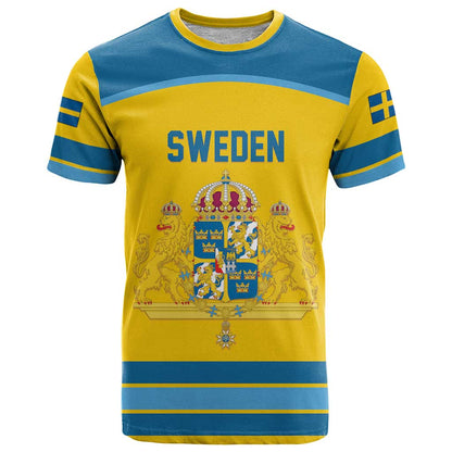Sweden Ice Hockey Custom T-Shirt Swedish Coat of Arms Design Graphic Tee