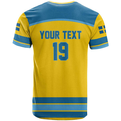 Sweden Ice Hockey Custom T-Shirt Swedish Coat of Arms Design Graphic Tee