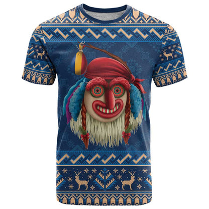 Personalized Romania Christmas T-Shirt Romanian Traditional Masks Graphic Tee