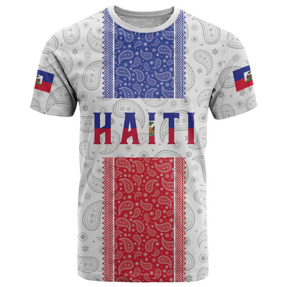 Custom Haiti Football T-Shirt Paisley Flag Pattern Design Graphic Tee