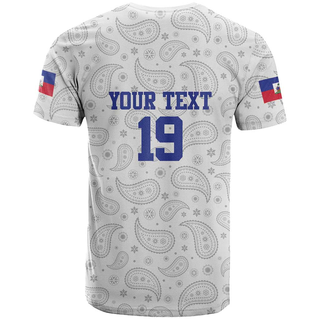 Custom Haiti Football T-Shirt Paisley Flag Pattern Design Graphic Tee