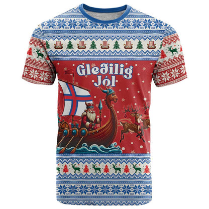 Faroe Islands Viking Santa Christmas T-Shirt Funny Reindeer Norse Xmas Graphic Tee