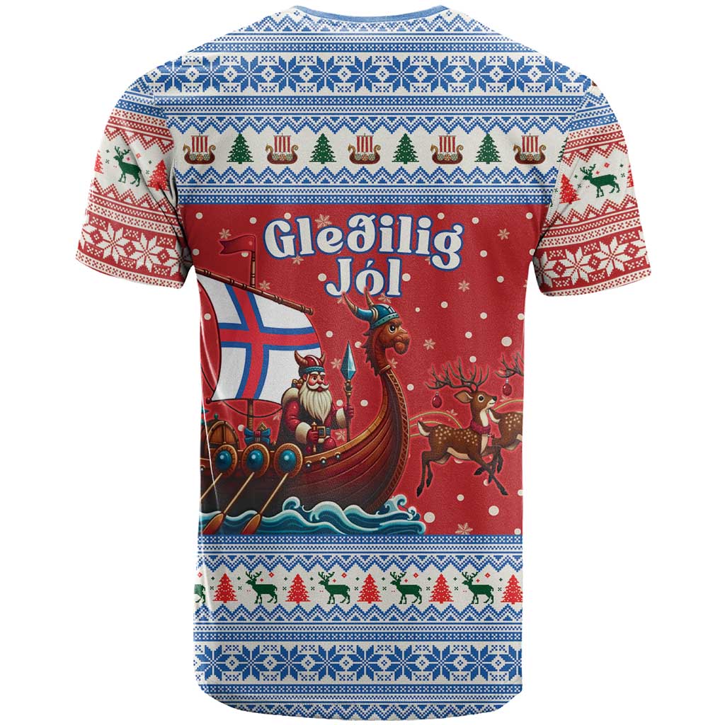 Faroe Islands Viking Santa Christmas T-Shirt Funny Reindeer Norse Xmas Graphic Tee