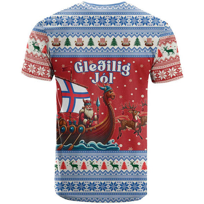 Faroe Islands Viking Santa Christmas T-Shirt Funny Reindeer Norse Xmas Graphic Tee