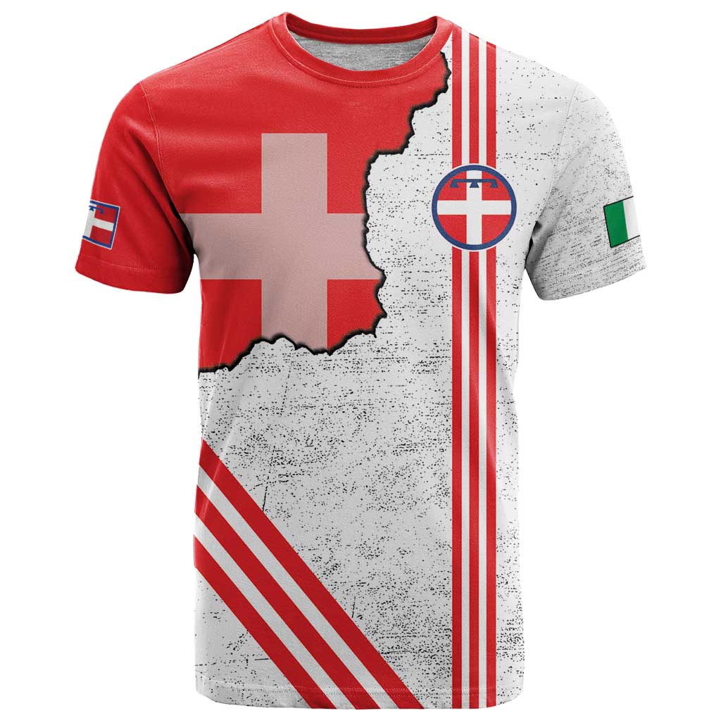 Italy Piedmont T-Shirt Map With Flag Style Graphic Tee