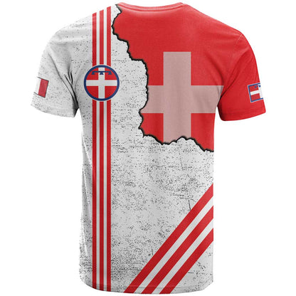 Italy Piedmont T-Shirt Map With Flag Style Graphic Tee