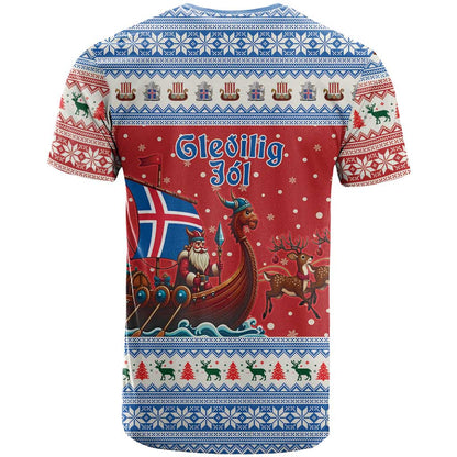 Iceland Viking Santa Christmas T-Shirt Funny Reindeer Norse Xmas Graphic Tee