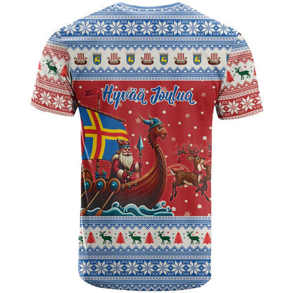 Aland Viking Santa Christmas T-Shirt Funny Reindeer Norse Xmas Graphic Tee