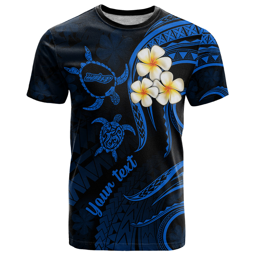 Personalised Molokai Hawaii T-Shirt Polynesian Tattoo and Pacific Plumeria Blue Vibe Graphic Tee