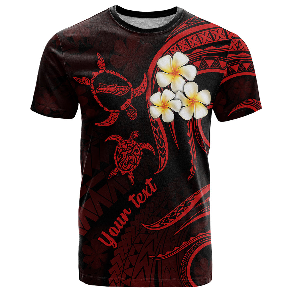 Personalised Molokai Hawaii T-Shirt Polynesian Tattoo and Pacific Plumeria Red Vibe Graphic Tee