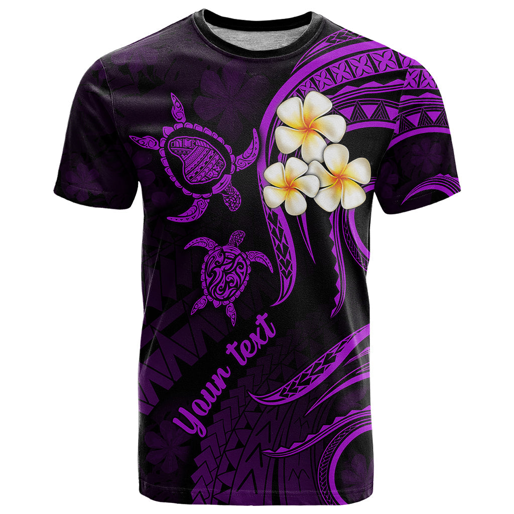 Personalised Lanai Hawaii T-Shirt Polynesian Tattoo and Pacific Plumeria Purple Vibe Graphic Tee