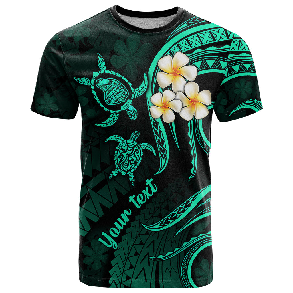 Personalised Lanai Hawaii T-Shirt Polynesian Tattoo and Pacific Plumeria Turquoise Vibe Graphic Tee