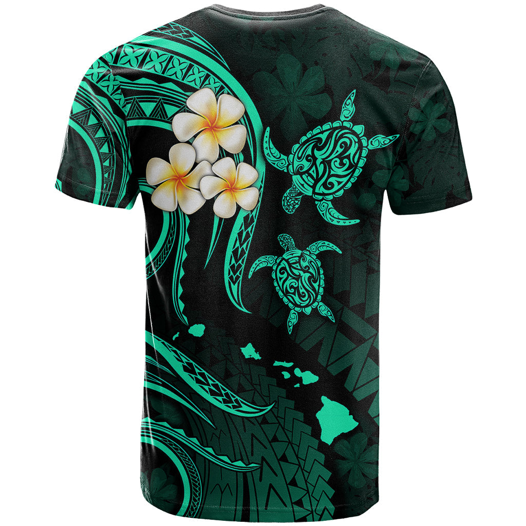 Personalised Kauai Hawaii T-Shirt Polynesian Tattoo and Pacific Plumeria Turquoise Vibe Graphic Tee