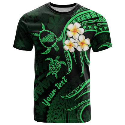 Personalised Kahoolawe Hawaii T-Shirt Polynesian Tattoo and Pacific Plumeria Green Vibe Graphic Tee