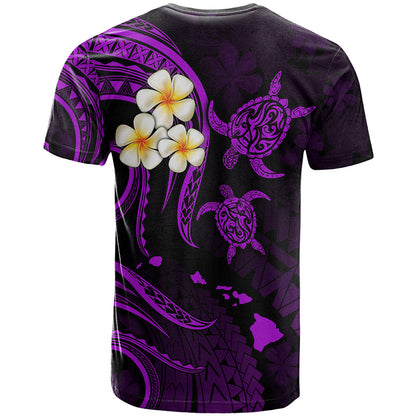 Personalised Kahoolawe Hawaii T-Shirt Polynesian Tattoo and Pacific Plumeria Purple Vibe Graphic Tee