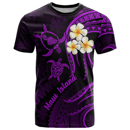 Hawaii T-Shirt Maui Islands Pacific Plumeria Purple Vibe Graphic Tee