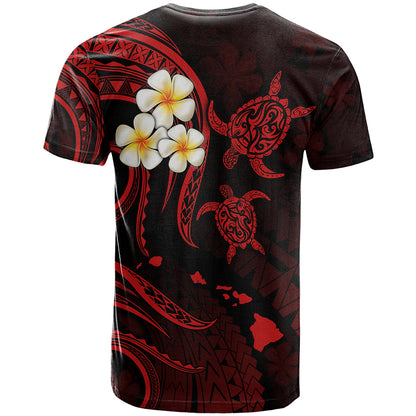 Personalised Maui Hawaii T-Shirt Polynesian Tattoo and Pacific Plumeria Red Vibe Graphic Tee