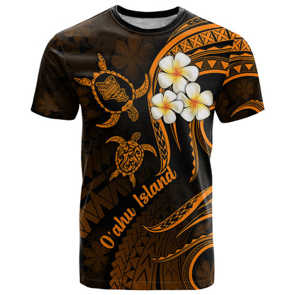 Hawaii T-Shirt Oahu Islands Pacific Plumeria Gold Vibe Graphic Tee