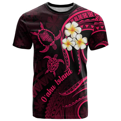 Hawaii T-Shirt Oahu Islands Pacific Plumeria Pink Vibe Graphic Tee
