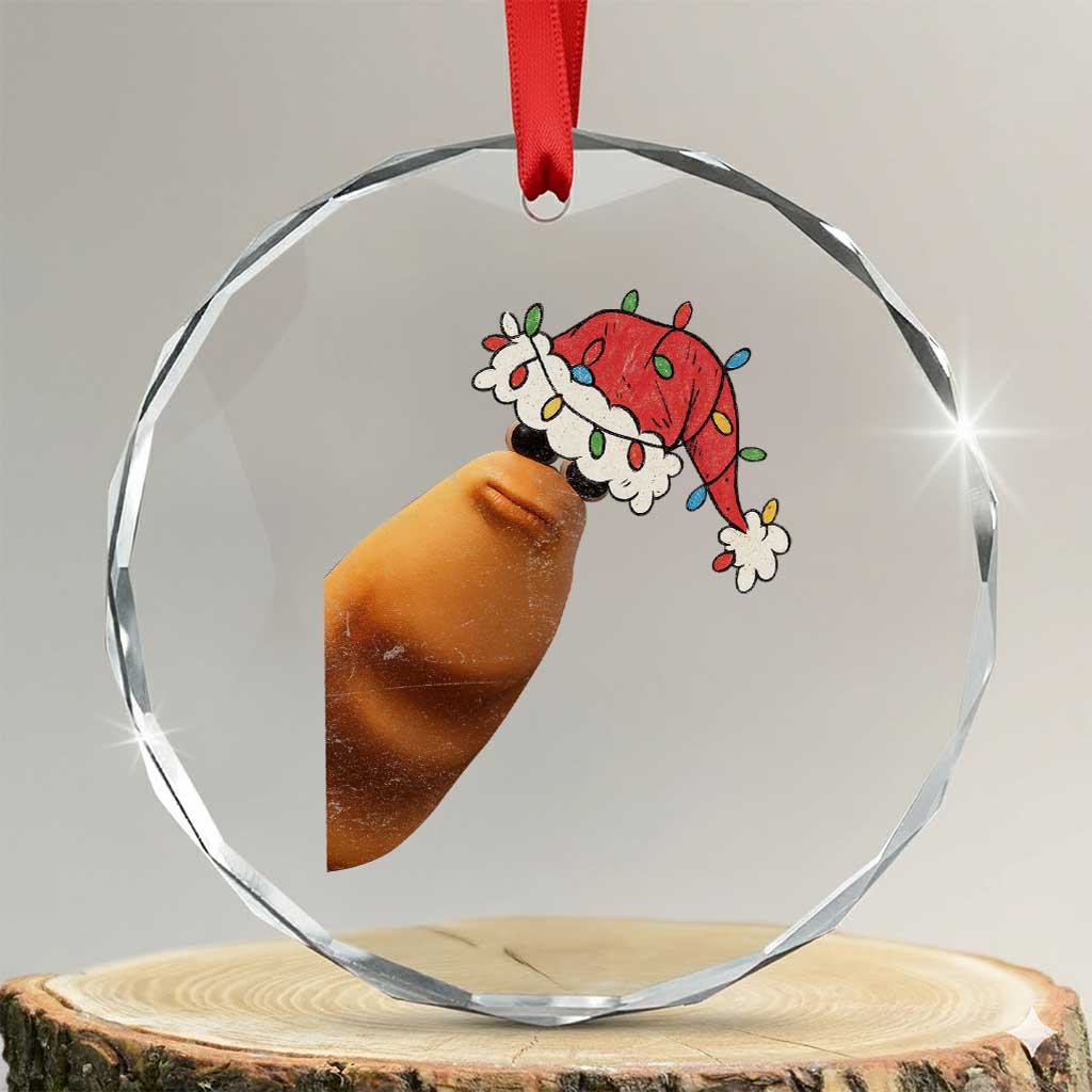 Marcus the Worm Crystal Glass Ornament - Funny Christmas Meme, Internet Brainrot Trend - Transparent Glass - 3'' Circle