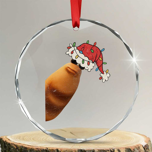 Marcus the Worm Crystal Glass Ornament - Funny Christmas Meme, Internet Brainrot Trend - Transparent Glass - 3'' Circle