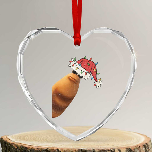 Marcus the Worm Heart Crystal Glass Ornament - Funny Christmas Meme, Viral Internet Trend - Transparent Glass - 3'' Heart