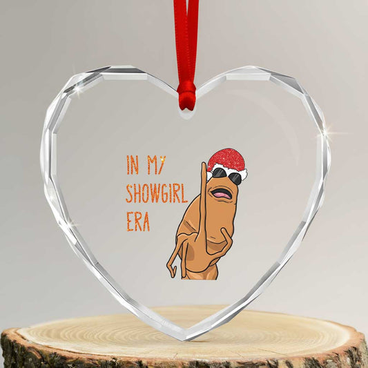 Marcus the Worm Heart Crystal Glass Ornament - Funny Christmas Meme, In My Costume Era Decor - Transparent Glass - 3'' Heart