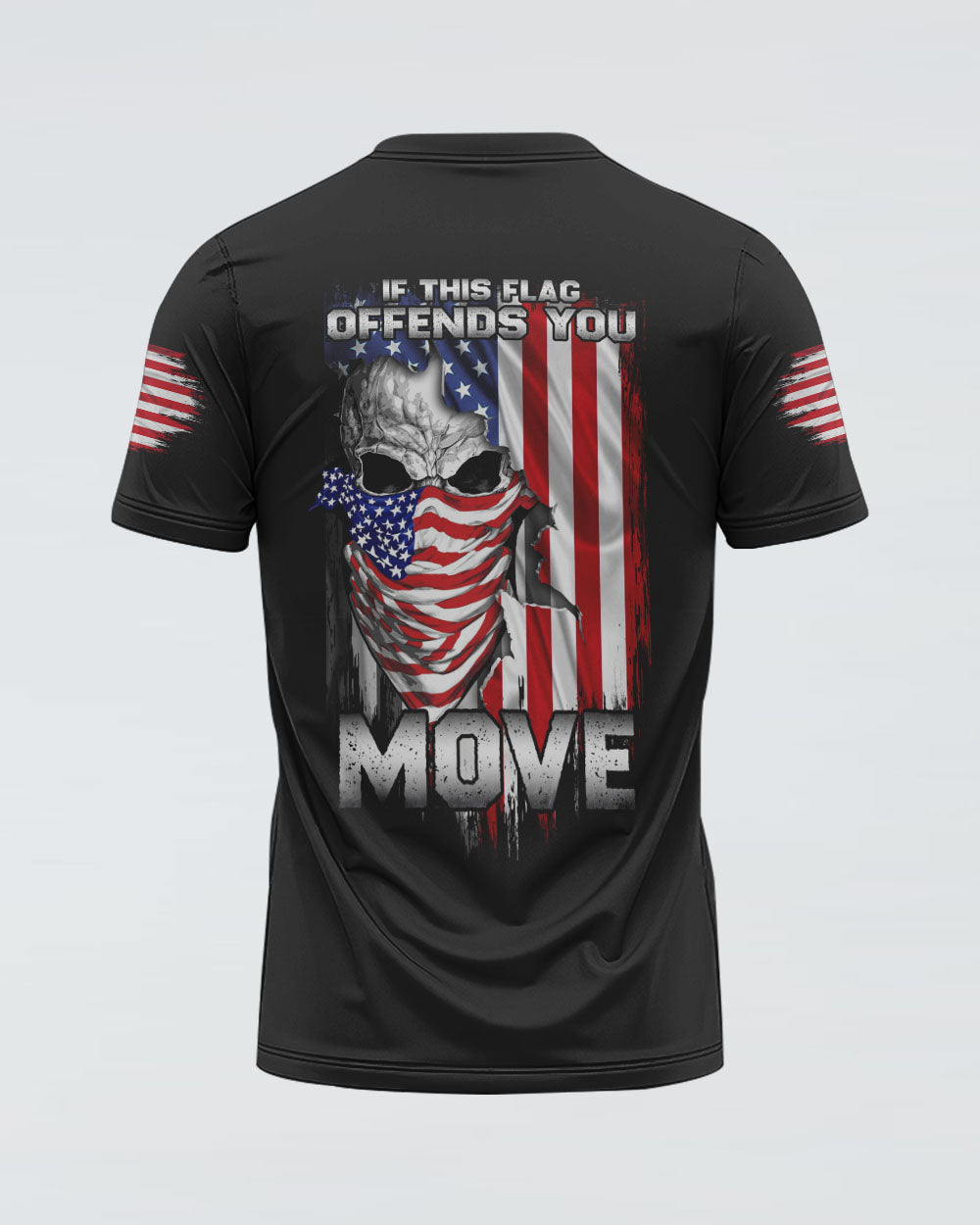 If This Flag Offends You Skull Crack Flag Mens Patriotic T-Shirt Graphic Tee