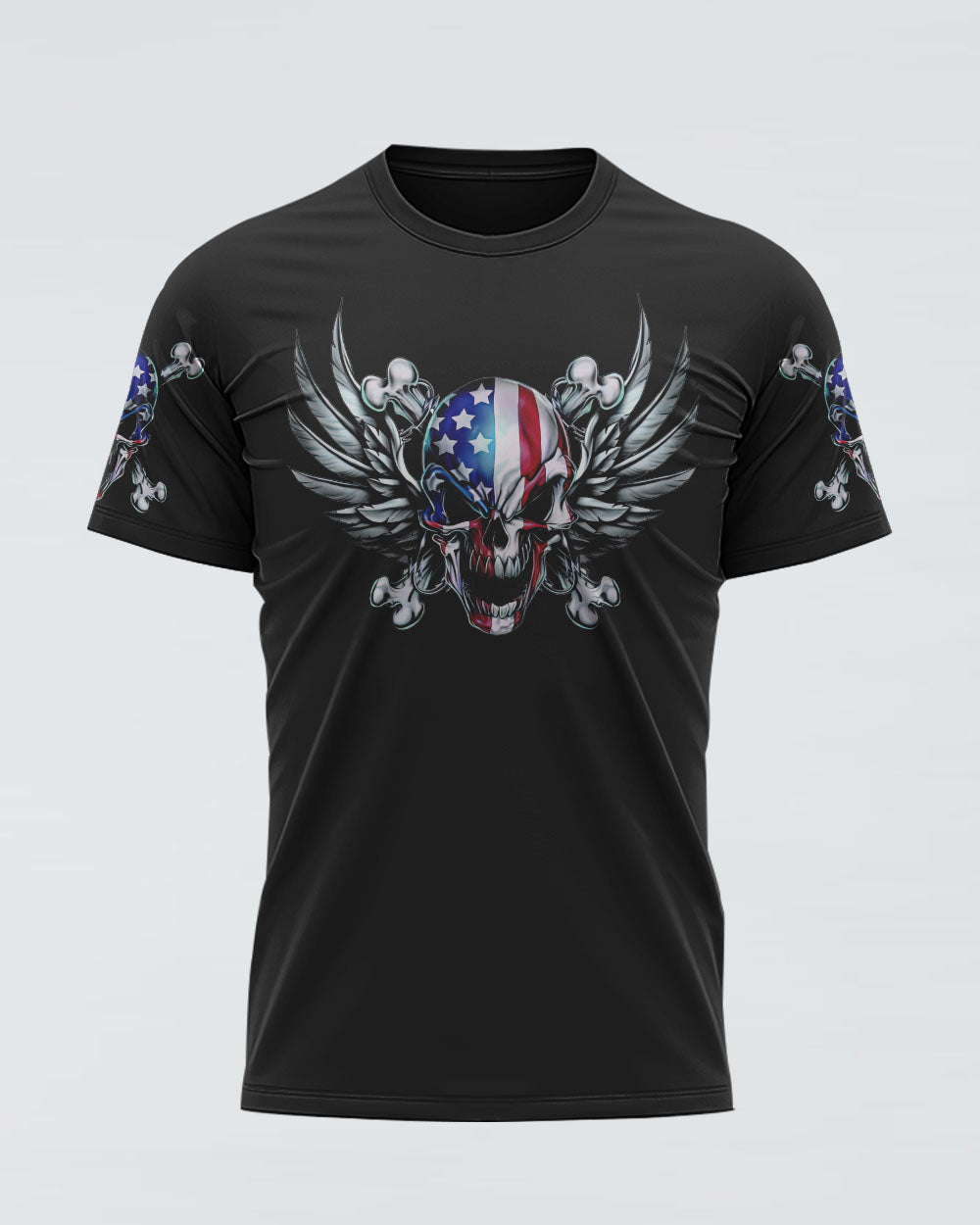 America Live It Love It Wings Skull Mens Patriotic T-Shirt Graphic Tee