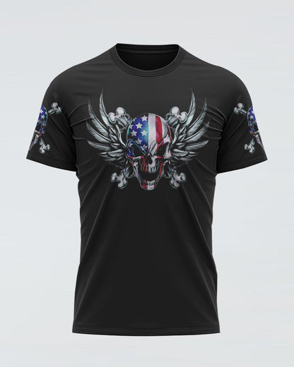 America Live It Love It Wings Skull Mens Patriotic T-Shirt Graphic Tee