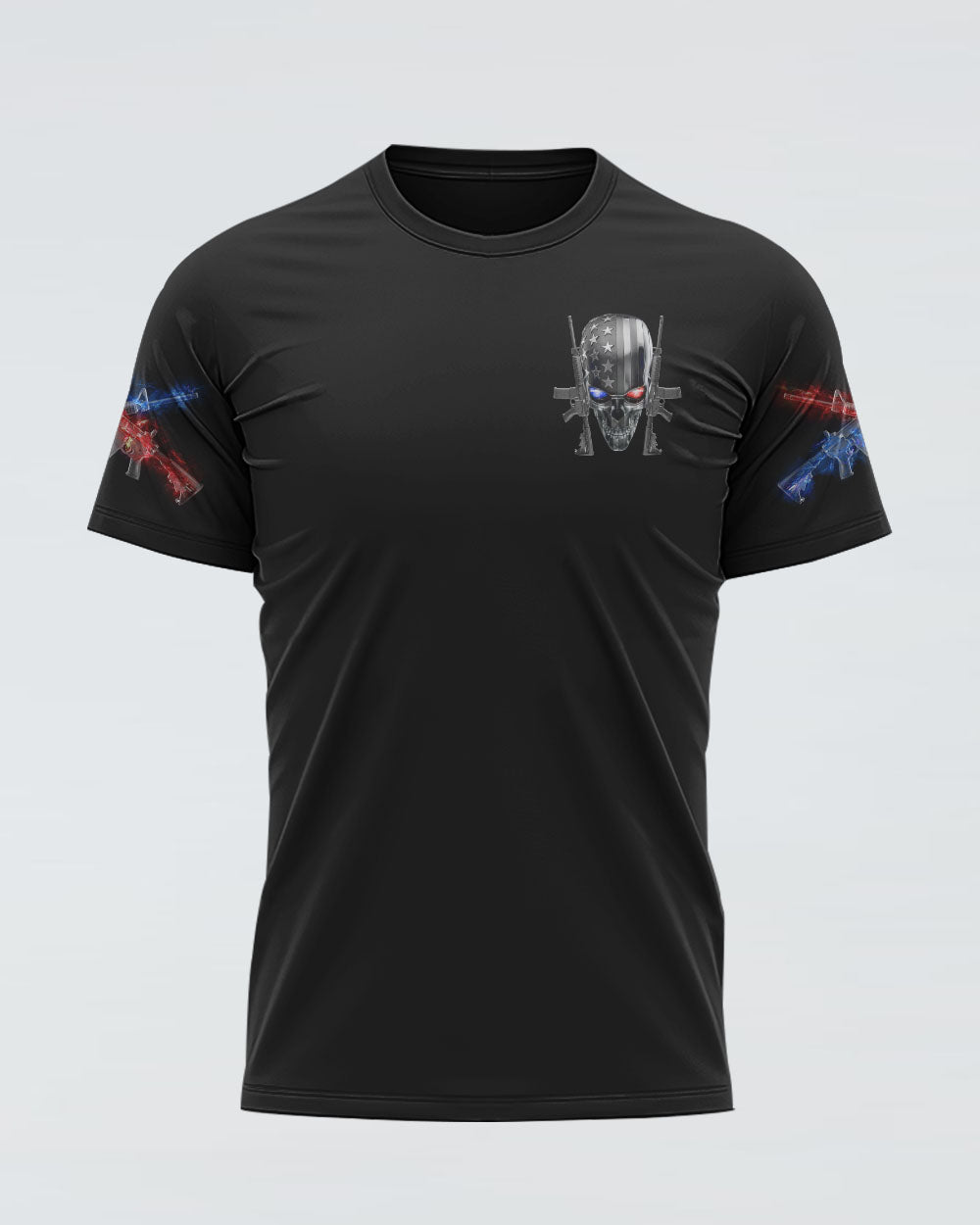 Respect Is Earned Metal Skull Men's Patriotic T-Shirt Graphic Tee