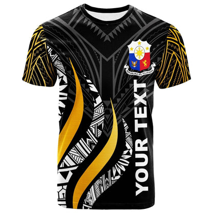 Philippines Custom Personalised T-Shirt Philippines Strong Fire Pattern Gold Graphic Tee